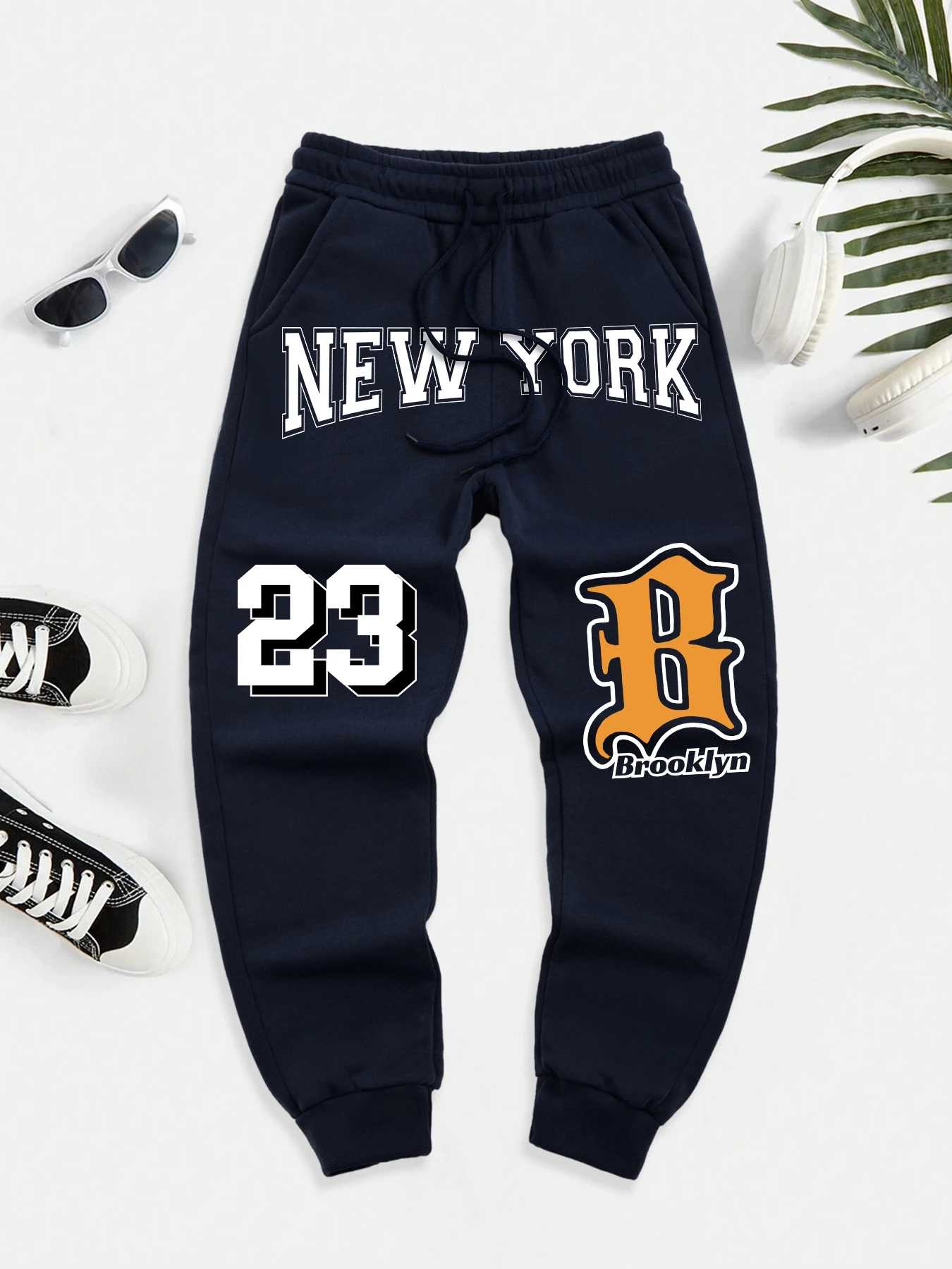 

Нью-Йорк Бруклин, номер 23, брюки с принтом, мужские джоггеры, 10 цветов, спортивные штаны, модные мягкие длинные брюки с эластичной резинкой на талии, осенние бритвы