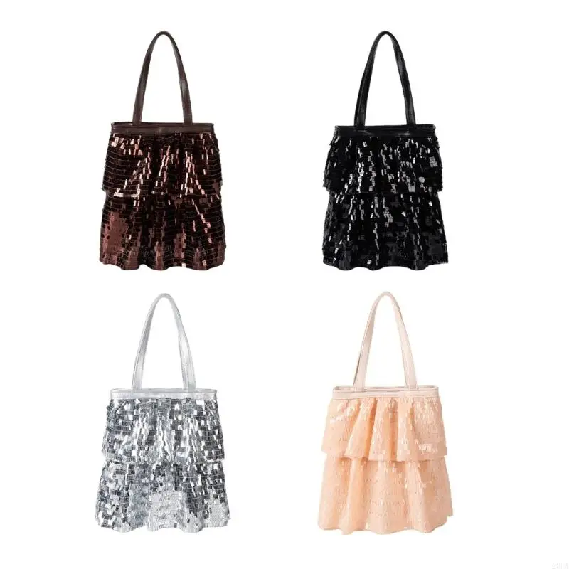 

Women Trendy Shoulder Bag Canvas Hoboes Bags Glitter Sequins Toted Bag Handbag 20CA