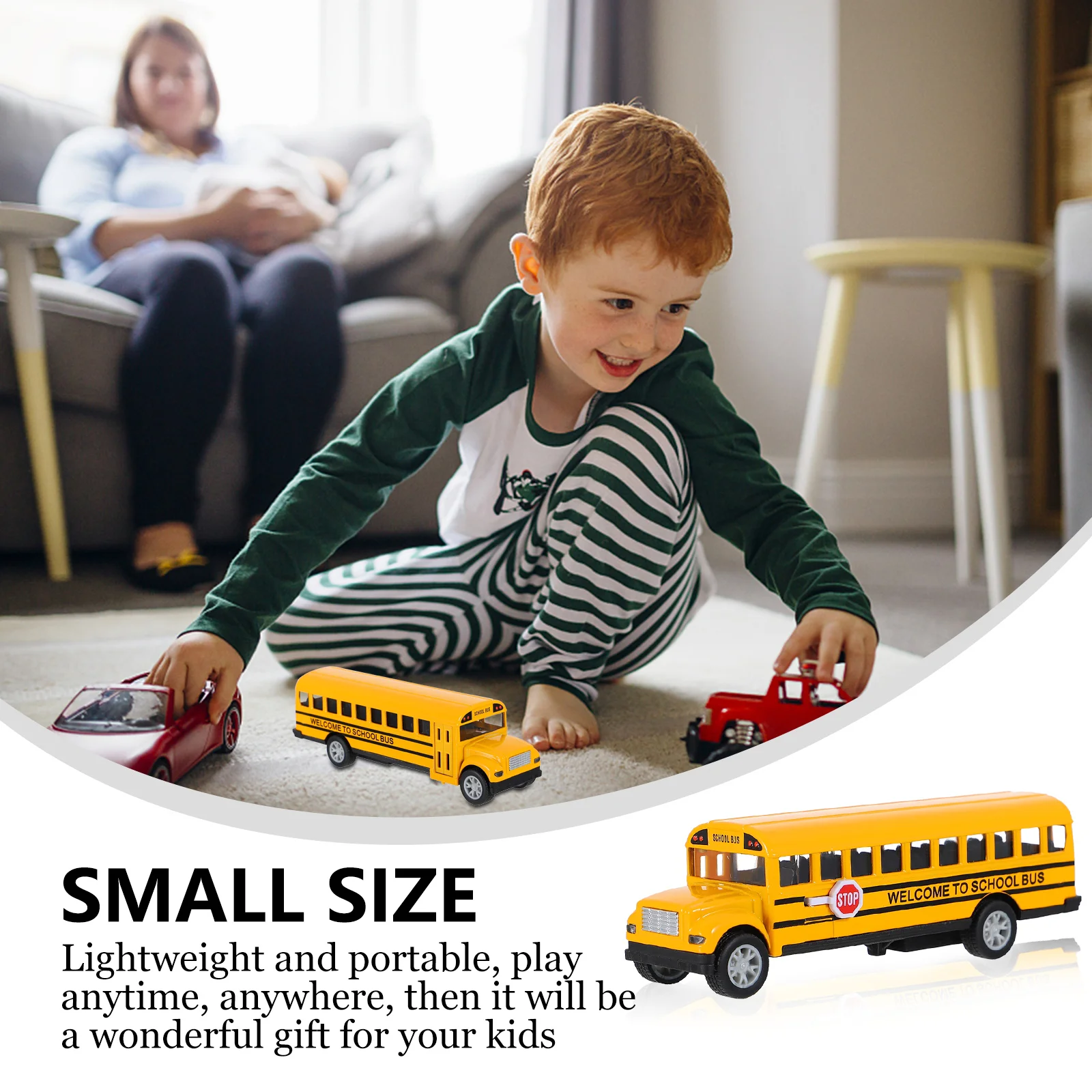 1Pc Kids Alloy Toy Car Pull Back School Bus 1 32 Scale Letter Style Smooth No Burrs Hand Grasp Exercise Portable