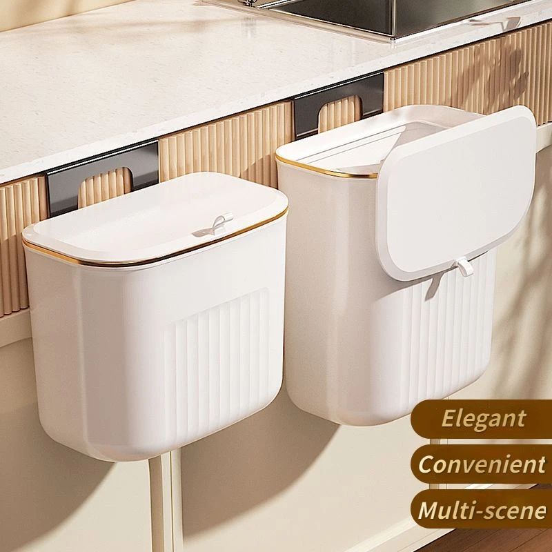 

7/9L Kitchen Wall Mounted Waste Bins Household Large-capacity Plastic Trash Bins Living Room Bathroom Toilet Slit Garbage Can