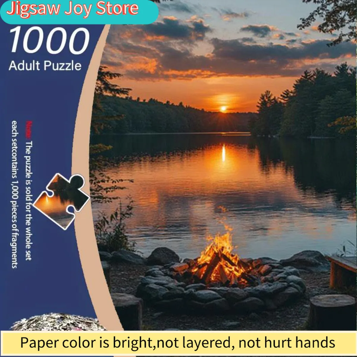

Пазл-головоломка «Спокойная летняя лагерная сцена» (1000 элементов) — Прозрачное озеро и закат — Развивающая мозговую активность бумажная головоломка для дома