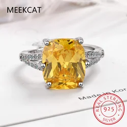 100% 925 Sterling Silver Created Moissanite Citrine Diamonds Gemstone Wedding Engagement Ring Fine Jewelry Gift Wholesale