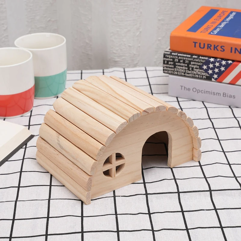 Spring Summer New Natural Solid Wood Environmental Protection Hamster Golden Hamsters Escape House Mini Nest Cool Wooden Cages