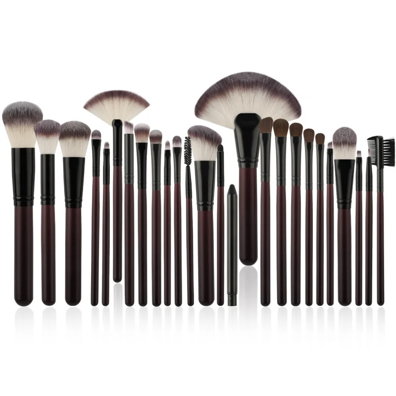 New26Animal Hair 더블 팩 로즈우드 컬러 메이크업 브러쉬 세트 전문 메이크업 아티스트 하이 엔드 소프트 뷰티 메이크업