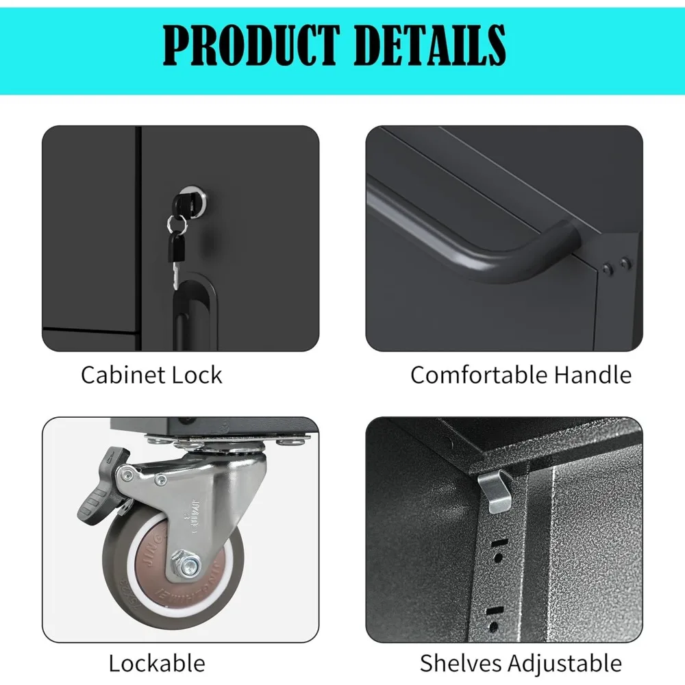 휴대용 고강도 금속 차고 공구함 (4개의 서랍과 잠금 가능한 캐비닛 포함)