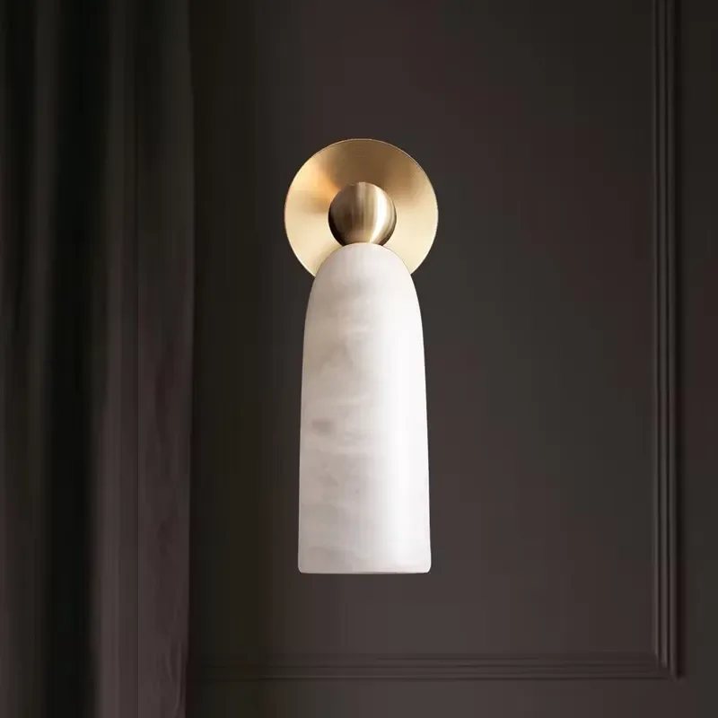 Nordic Copper Spanish Alabaster Wall Lamp Modern Minimalist Living Room Bedroom Corridor Wall Home