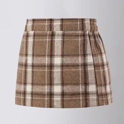 Wool Plaid Skirt for Girls Thick High Waist A-line Short Skirt Christmas Red Casual Fashion Autumn Winter Kids Skirts 2-16 Years