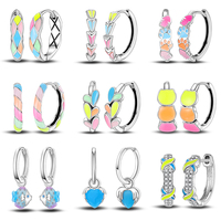 925 Silver Color Glow In The Dark Cute Claw Fish Earrings Circular Rainbow Earrings For Women Fine Birthday Christmas Jewelry