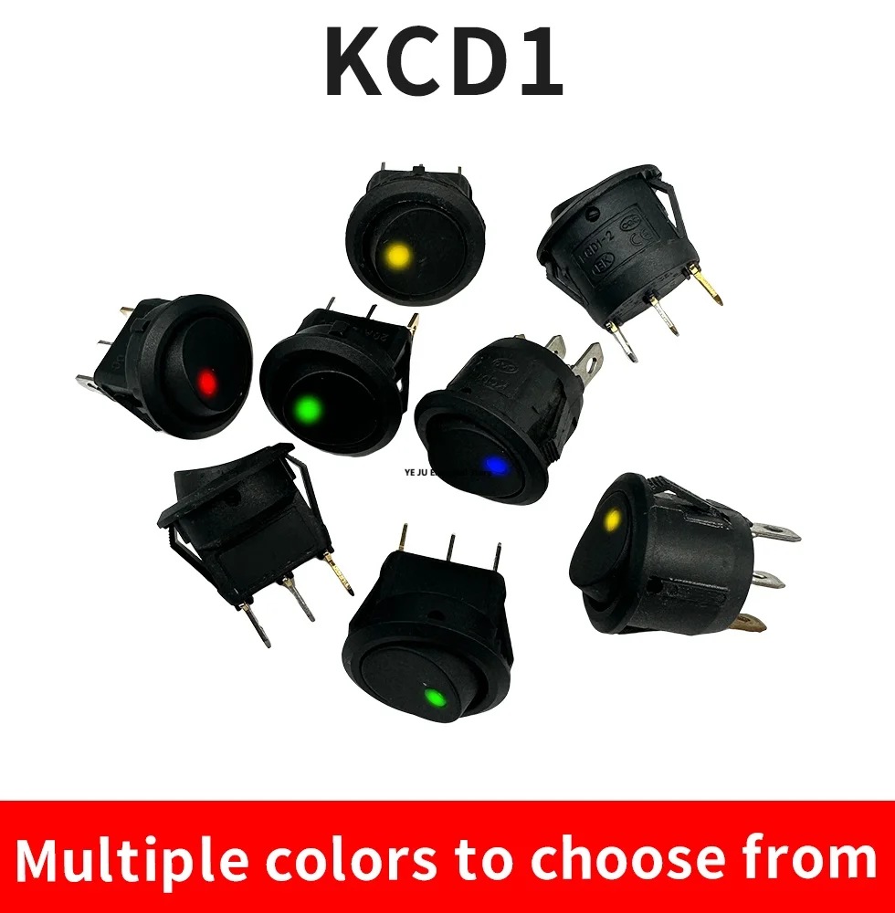 KCD1 boat shaped switch square circular 12V 220V with cat eye LED light 3-pin,2-position rocker arm 16A boat shaped power suppl