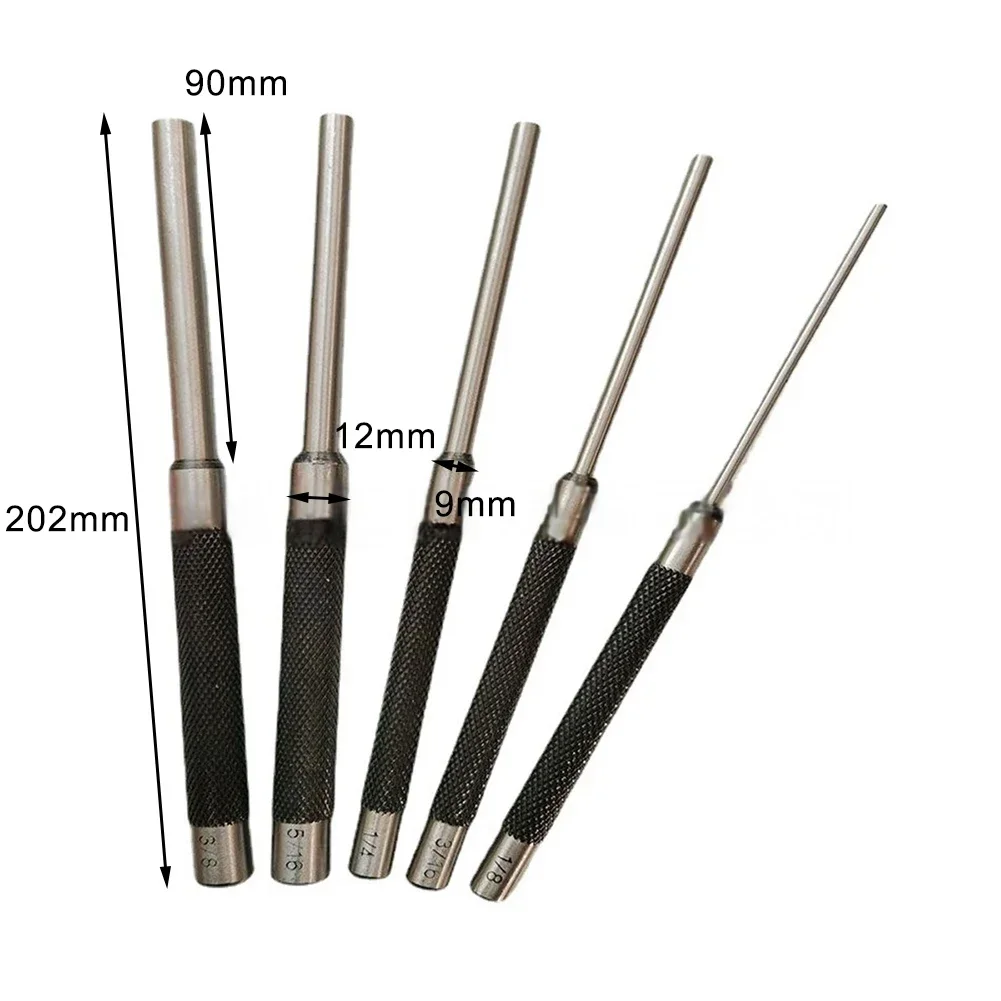 5pcs Pin Punch 8in Long Carbon Steel Pin Punch Set Removing Repair Tool For Jewelers Watchmaker Engineers Carpenters