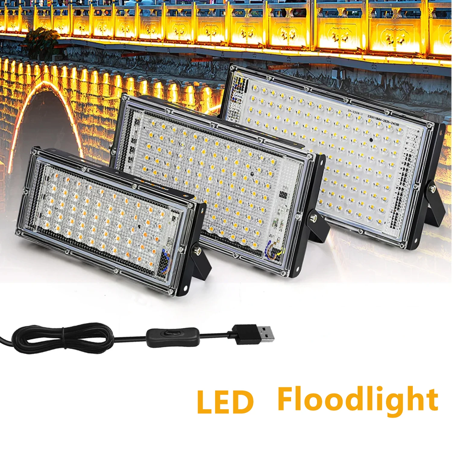 DC 5V USB, 50/96/144 LEDs Waterproof Flood Light Spotlight Outdoor Floodlight Led Street Lamp for Garden,Garage,Yard