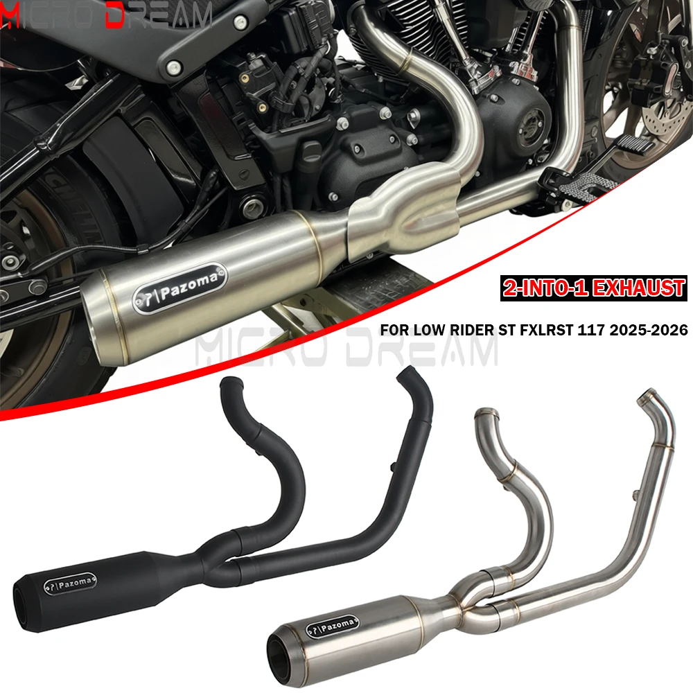 Para Harley Softail Low Rider ST FXLRST 117 2025-26, Sistema de Escape Completo, Silenciador de Escape, Tubos de Escape para Motocicleta 2 en 1