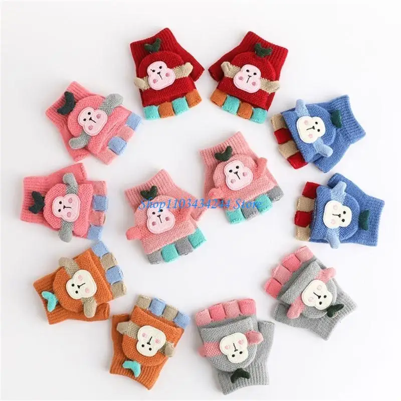 

Варежки с половиной пальца, конвертируемые откидные перчатки, вязаные перчатки, прекрасный подарок для детей