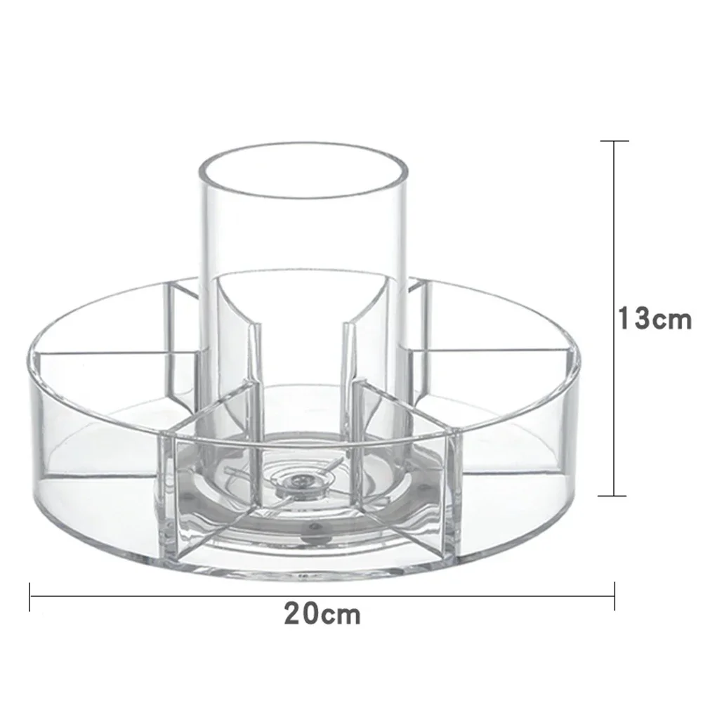 Acrylic 360 Rotation Makeup Display Stand for Skincare Brushes Lipsticks and Eyeshadow Palettes 20x20x13cm Transparent