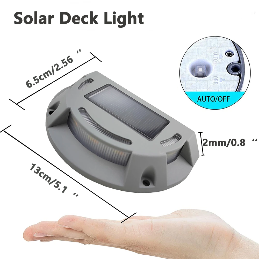 LED Solar Light Outdoor Waterproof Garden Deck Stair Light Solar Stud Driveway Pathway Step Ground Dock Lawn Landscape Lighting