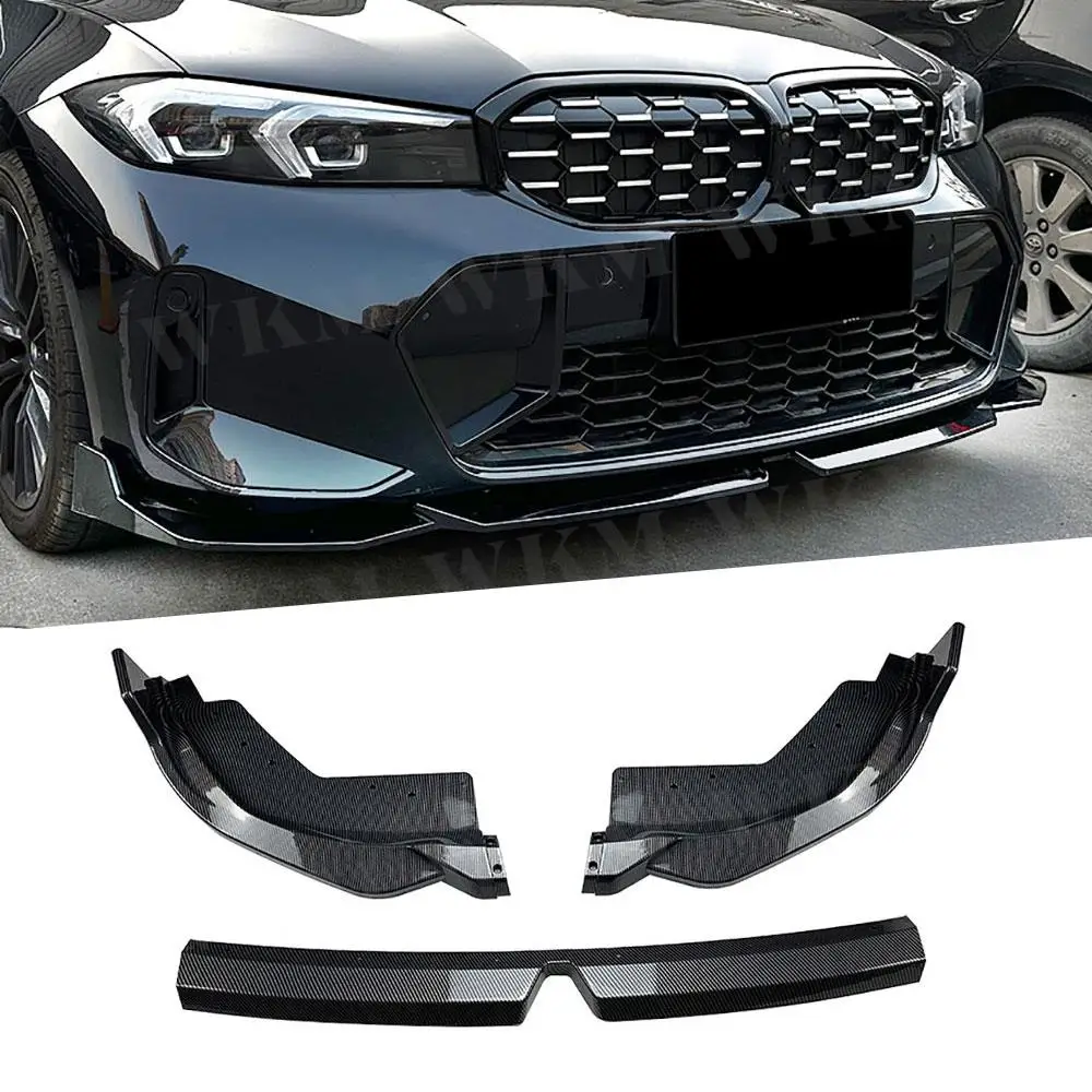 

For BMW 3 Series G20 320i 325i M Sport 2023+ Car Front Bumper Lip Spoiler Diffuser Splitters Body Kit Aprons Cover Guard Trim