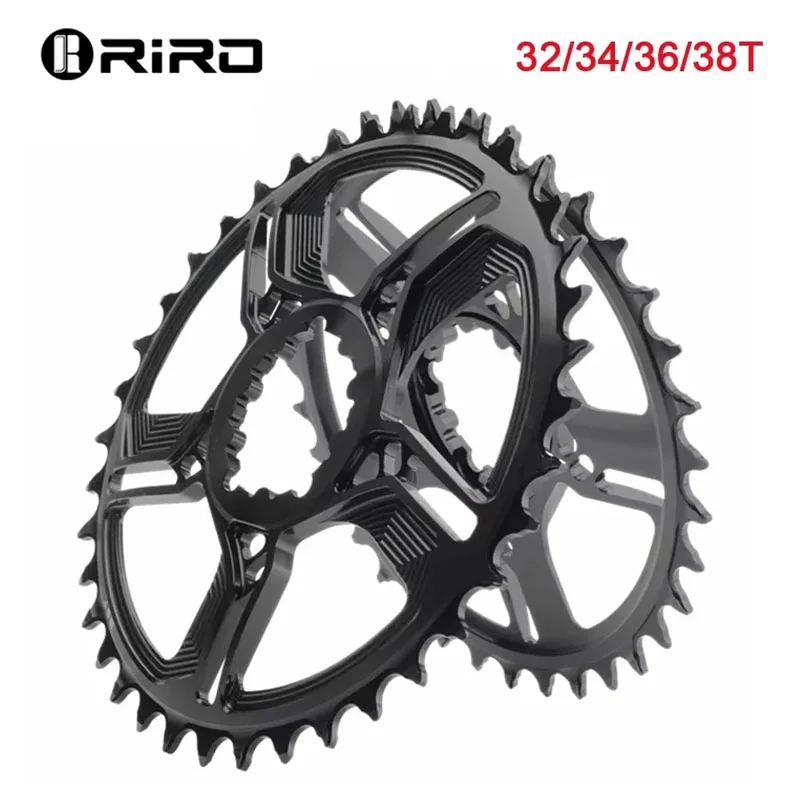 RIRO-plato ultraligero CNC para bicicleta, 32/34/36/38T, platos y bielas de dientes anchos y estrechos, 3 pernos de montaje directo 9/10/11/12S