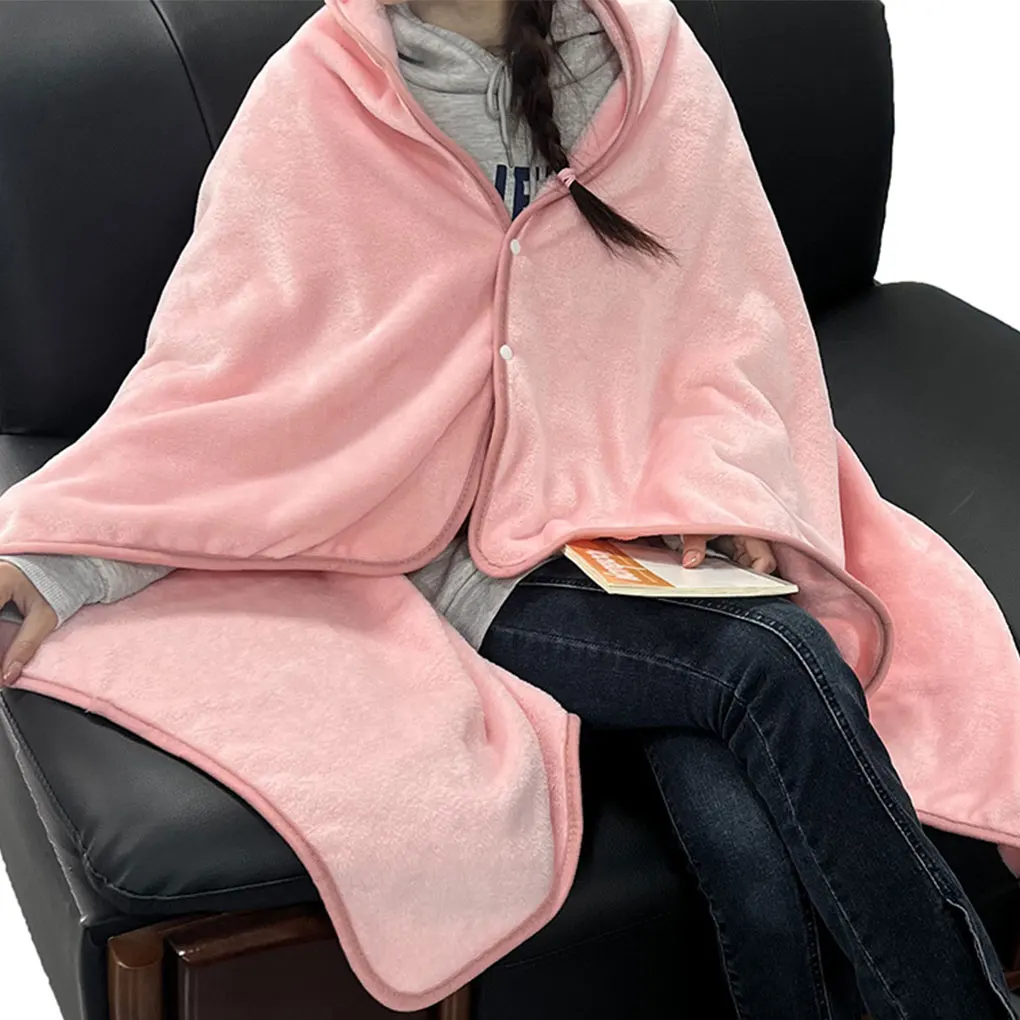 Elderly Lap Blanket Cape Shawl Fleece Office Poncho Wrap Knee Blanket Multifunction Wearable Blanket