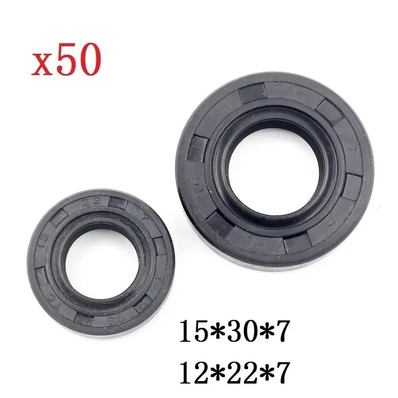 50PCS Garden Tool Parts String Trimmer Parts Brush Cutter Crankcase Crankshaft Oil Seal 12x22x7 15x30x7 FOR KOMATSU Strimmers