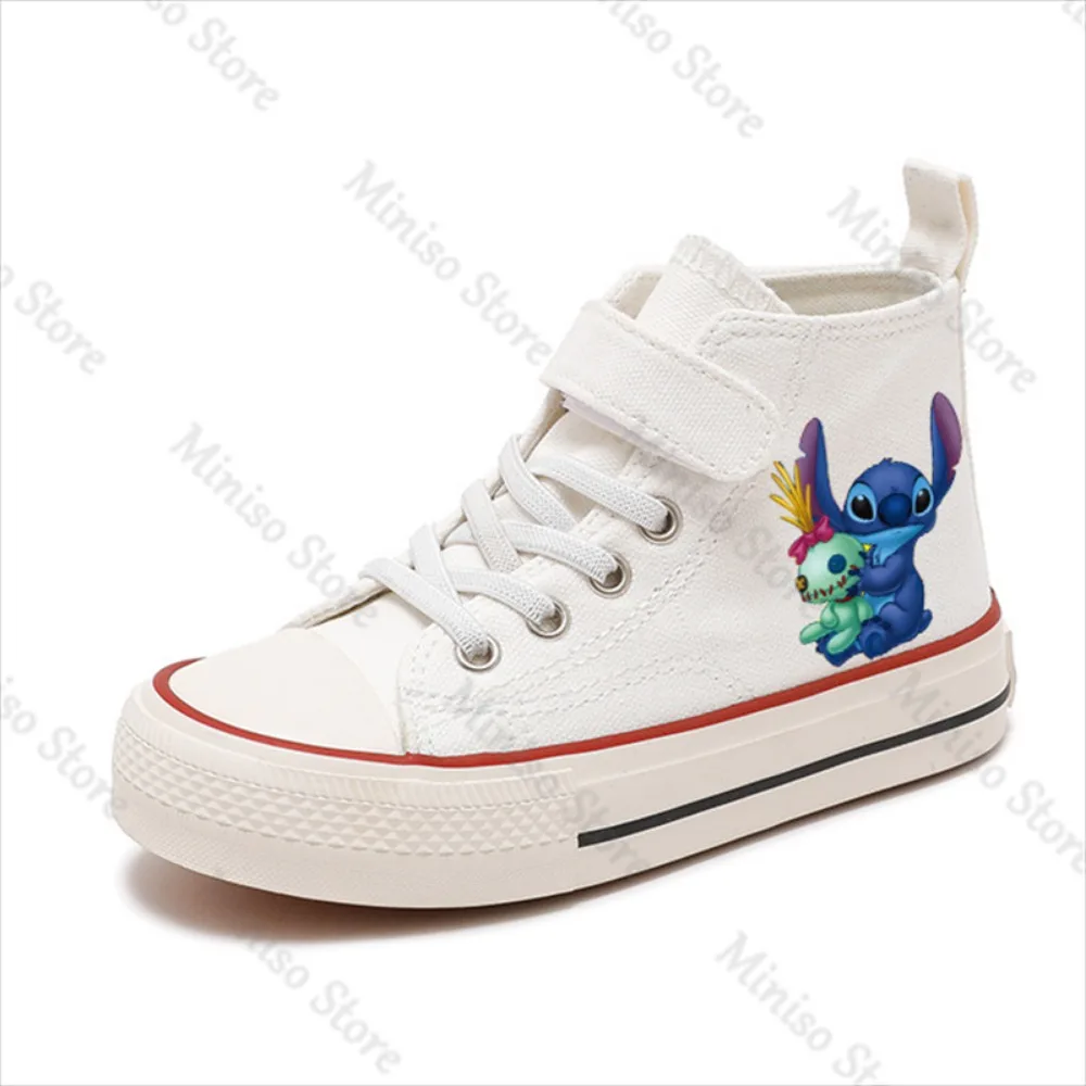 Seasons Girl High-top Lilo Stitch Girl Kid Canvas Shoe Disney Casual Cartoon Sport comfort Shoes Children Print Boy Tennis Shoes