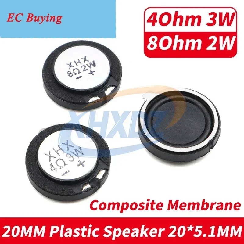 2PCS 20MM Plastic Composite Membrane 8Ohm 2W 4Ohm 3W Speaker 20 MM 8 4 Ohm 2 3 Watt 2CM Ultra-thin Horn Acoustic Components