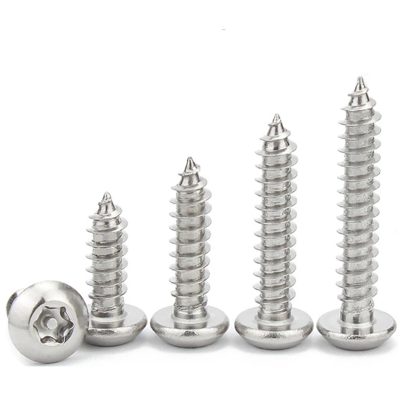 M2.9 M3.5 M3.9 M4.8 304 Stainless Steel Pin Six Petal Torx Pan Head Anti-theft Safety Self Tapping Wood Screw