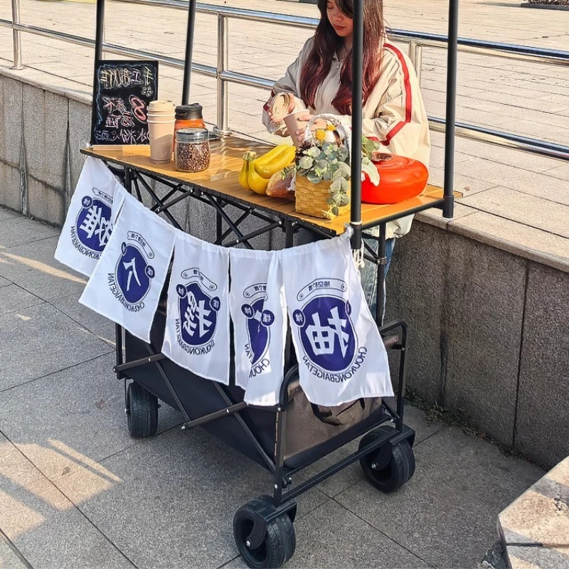 

Stall trolley folding table display stand removable awning camping portable hand push night market stall