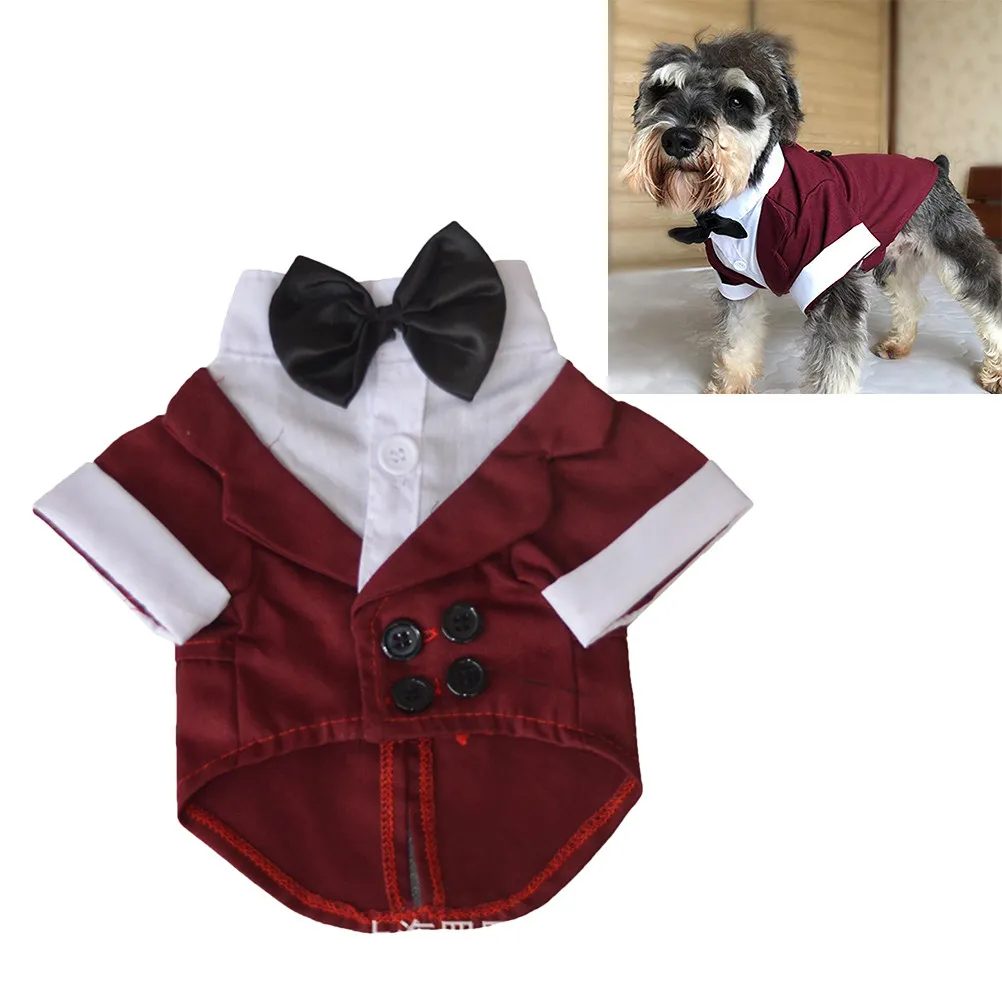 New Arrival Pet Tuxedo Red Brown High Quality Material Stylish Catching Dog Coat Special Occasions Size S