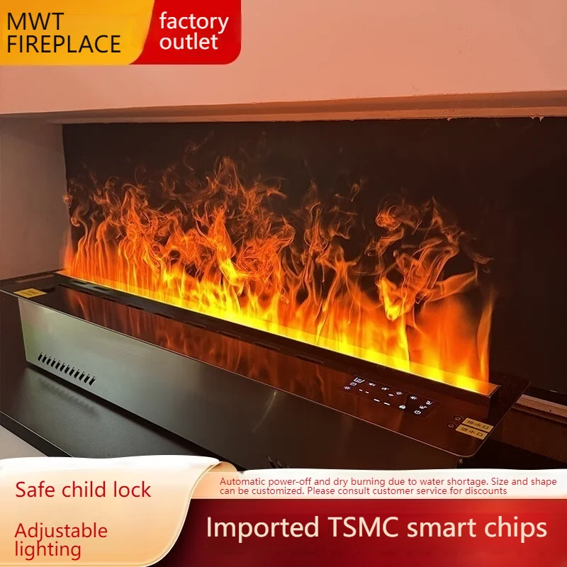 Smart Electric 3D Atomized Fireplace with Colorful Customized Mist Flame - Eco-Friendly LED Indoor Decorative Humidifier & Intel