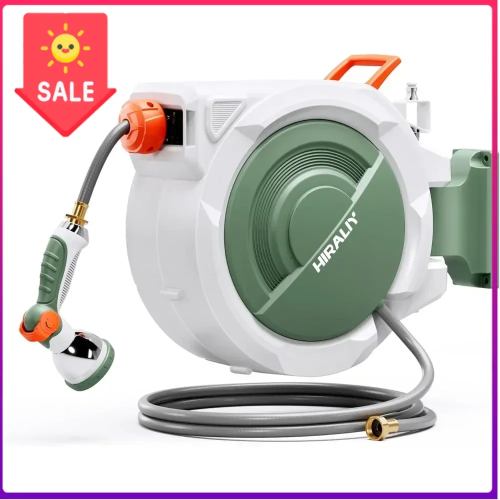 

Hot salesRetractable Garden Hose Reel 1 2 x 100 ft + 6 ft, Super Heavy Duty, Any Length Lock, Automatic Rewind, Wall Mounted and