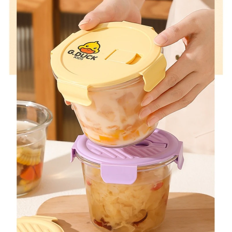Microwave-Safe Glass Food Storage Set, Soup Bowl & Lunch Box for Oatmeal & Fruit, Leakproof Durable Bento Containers with Lids view 2