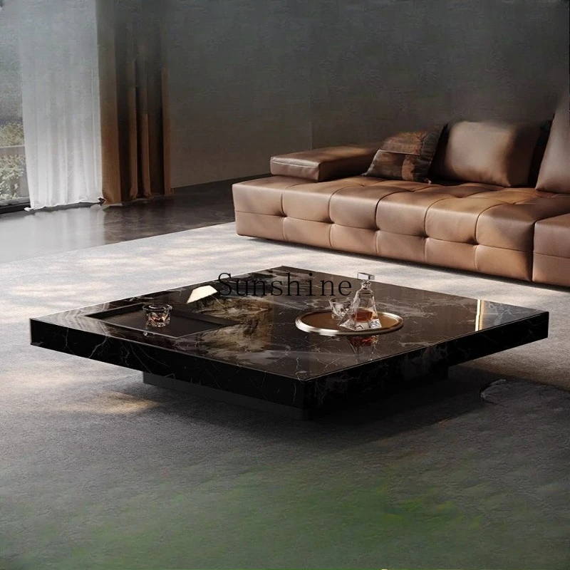 Living room household light luxury high-end marble square coffee table