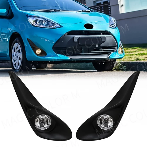 Imagen 1 del producto Luz LED antiniebla para coche Toyota Prius C 2018, lámpara de circulación diurna DRL, cubiertas halógenas, cables de bisel, interruptor, accesorios impermeables, 12V