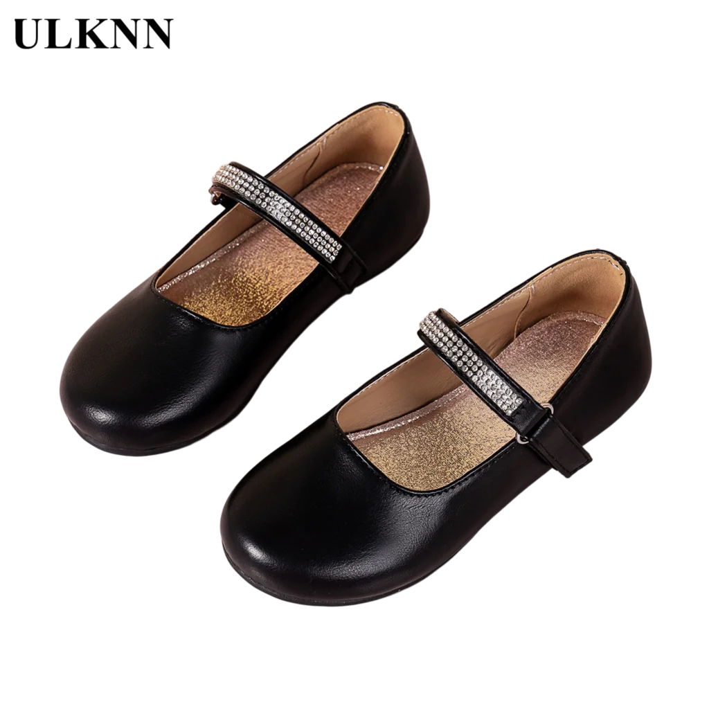 Girls Soft Black Flat Shoes New Spring 2023 Pupils Contracted Comfortable Shoes Children Paint Small Leather Shoes Size 28-35