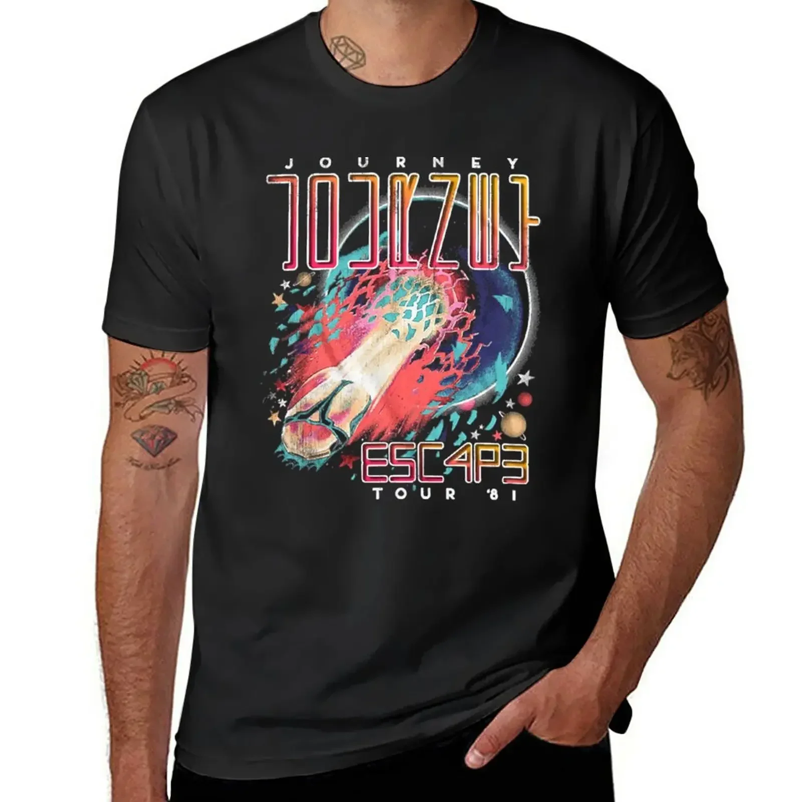 Camiseta con estampado de Escape Tour 81 Journey para hombre, Camisa de algodón con estampado de anime, ropa de peso pesado