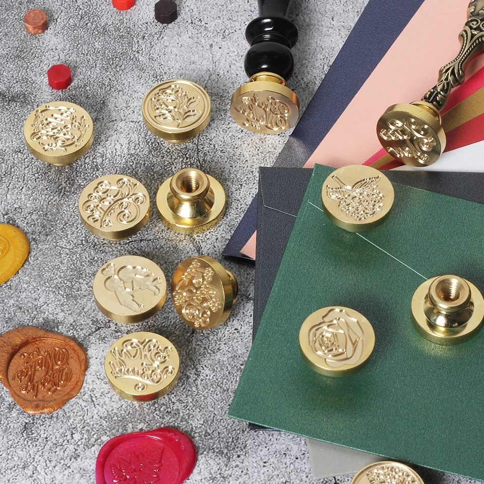 DIY Retro Antique Metal Plant Sealing Wax Seal Stamp for DIY Wedding Invitations Decor Ancient Wax Stamp Craft