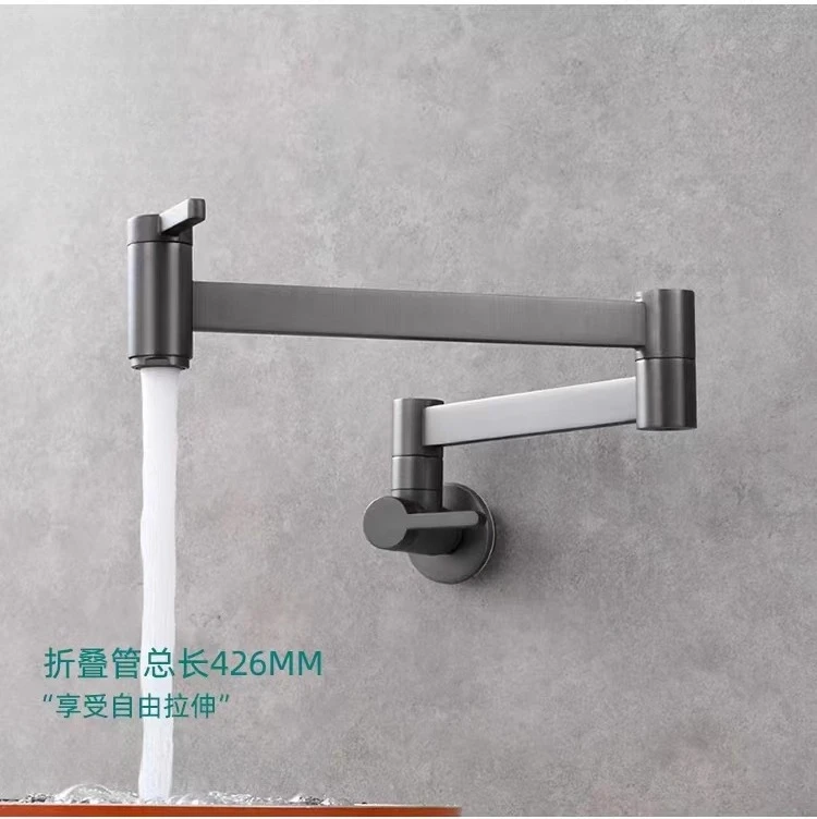 

All copper wall folding faucet kitchen sink hot and cold universal rotating faucet single cooling balcony folding