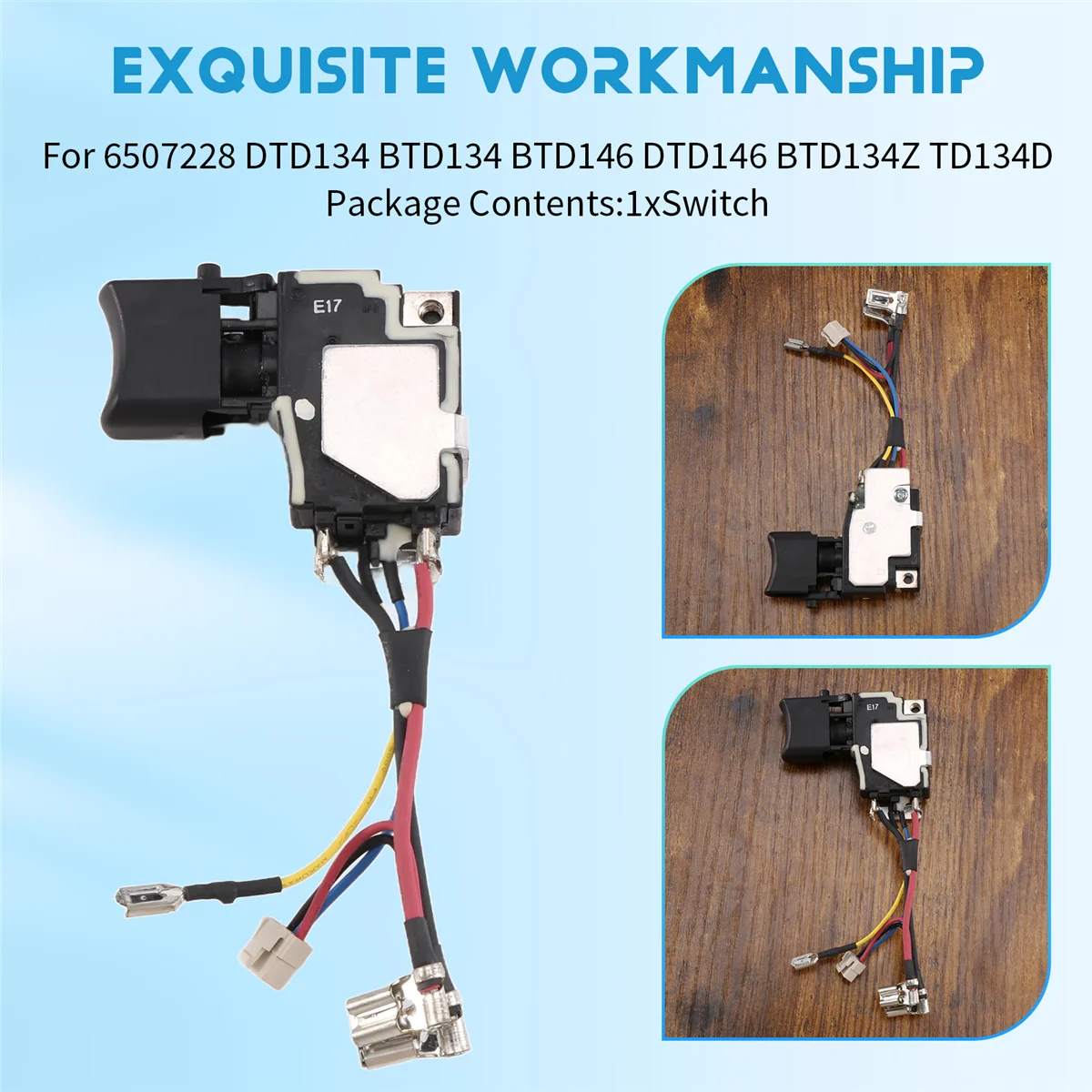 Interruttore A64Z per Makita 6507228 650722 -8 6502414 6507032   TD134DX2 DTD134 BTD134 BTD146 DTD146 BTD146Z BTD134Z TD134D Interruttore