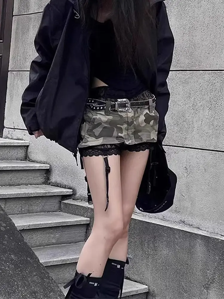 Gonna mimetica a vita bassa Y2k Donna 2025 Autunno Nuova minigonna sexy alla moda Spice Girl