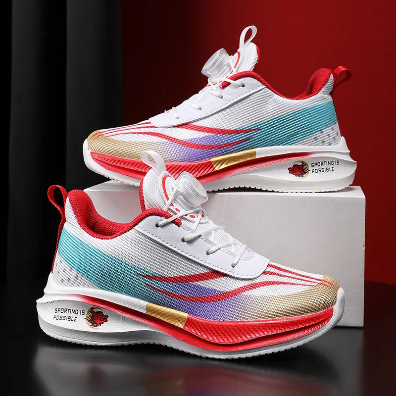 Sneakers per bambini scarpe sportive Casual per bambini scarpe da basket casual per ragazzi scarpe da corsa con gancio e anello per bambini in rete