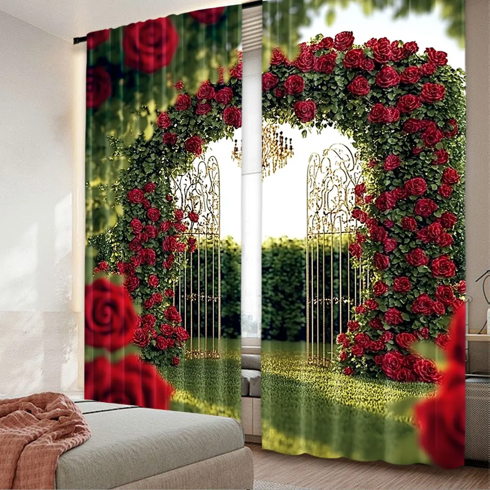 2Pcs Spring Garden Curtain Valentine'S Day Flower Wedding Bridal Party Decorations Spring Garden Many Other Occasions