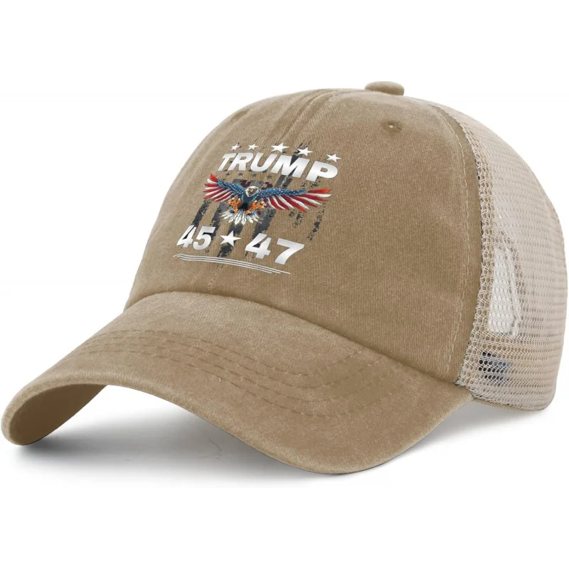 45 47 Hat for Mens Cute Trump 2024 Country Hats for Men Pigment Khaki Caps Vintage Unique Gifts for Farmer