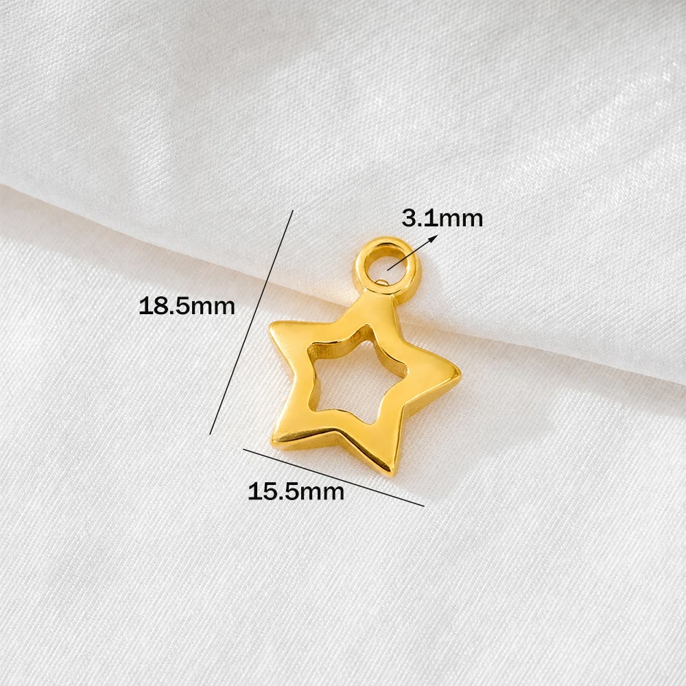5 Stück Edelstahl-Sternanhänger für die Schmuckherstellung, Anhänger, Ohrringanhänger für Armbänder, Halsketten, Ohrringe, DIY-Schmuckzubehör – Detail 1