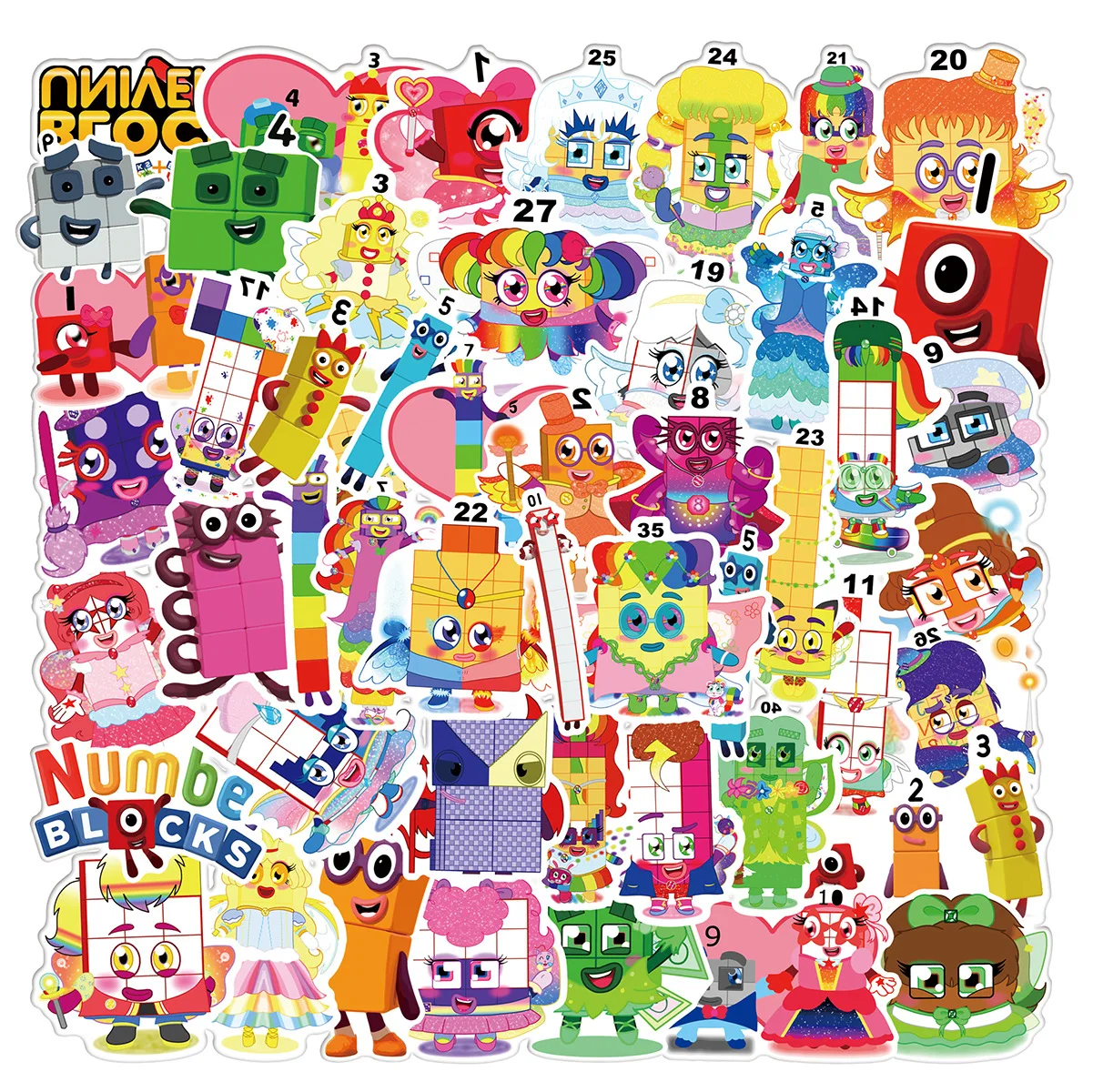 10/30/50PCS Cartoon Digital Enlightenment Education Sticker Graffiti Helmet Car Guitar DIY Wall Sticker Toy Decoration Wholesale