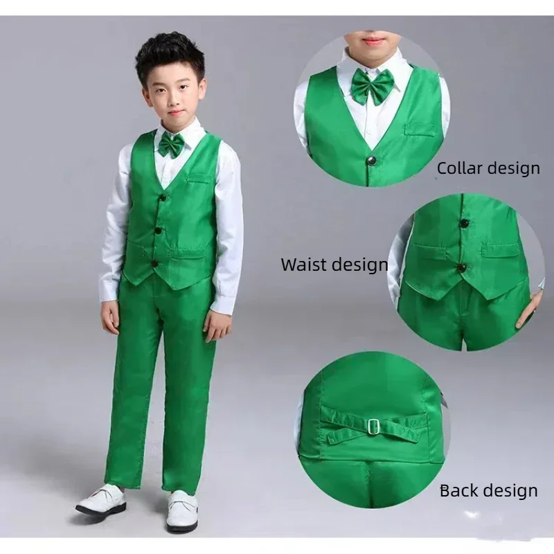 Jazz-Tanzkostüm für Jungen, 3-teiliges Set, bestehend aus Weste, Hemd und Hose aus Polyester, für Kinder von 4 bis 16 Jahren, geeignet für Bühnenauftritte und Chorveranstaltungen. – Detail 6