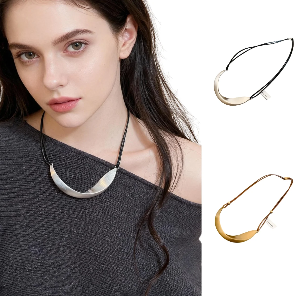 غير المتكافئة قلادة قلادة الحد الأدنى المختنق قلادة المتخصصة الاتجاه طوق العظام سلسلة جهد أنيقة الفاخرة مستوحاة هدية