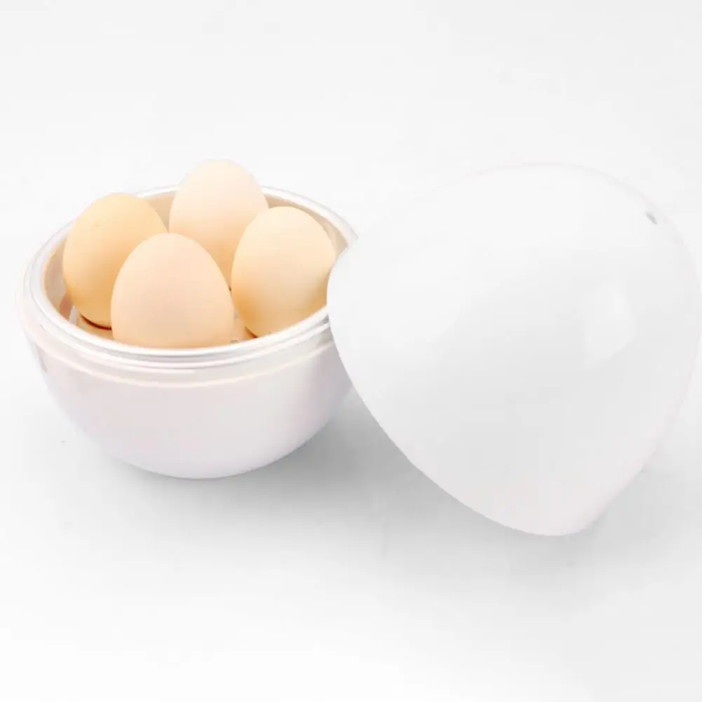 Egg Steamer Practical 4 Eggs Capacity Egg-shaped Simple White Microwave Egg Boiler for Breakfast