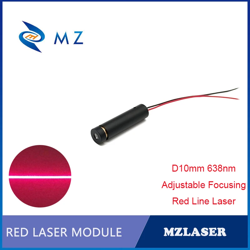 Red Line Laser Diode Model Adjustable Focusing Compact Mini D10mm 638nm 100mW CW Industrial Grade Machine Red Line Laser