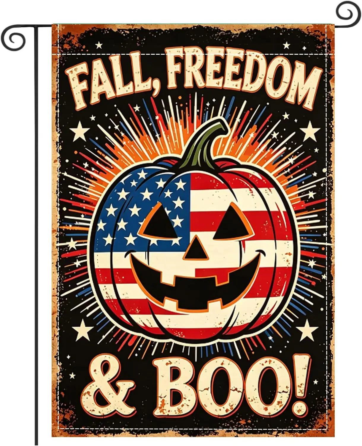 OZTK Fall Pumpkin Garden Flag 12x18 Double Sided Freedom & Boo Yard Decor yyi