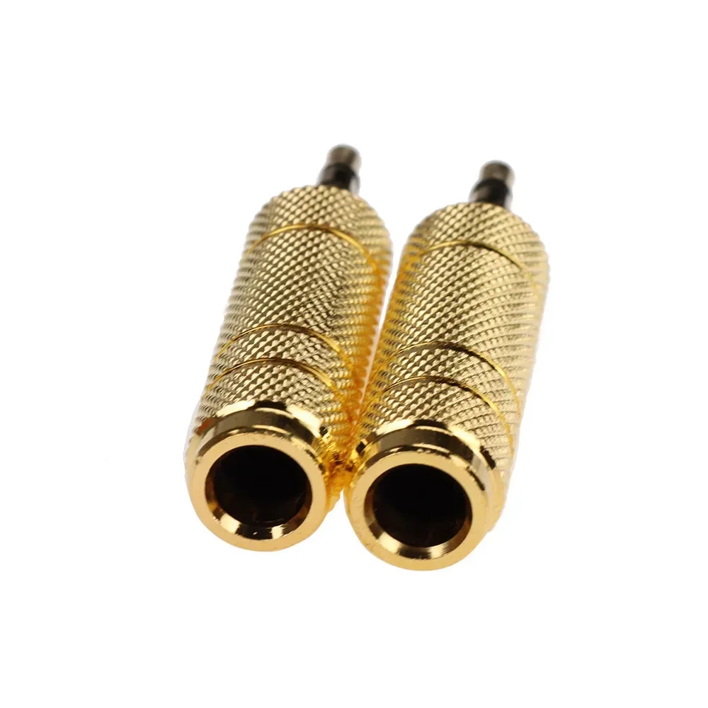 100 peças adaptador de áudio estéreo banhado a ouro 3.5mm macho para 6.35mm fêmea conversor de fone de ouvido para celular pc notebook